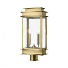  2017-01 - 2 Light Antique Brass with Polished Chrome Stainless Steel Reflector Outdoor Large Post Top Lantern