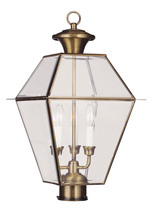  2384-01 - 3 Light AB Outdoor Post Lantern