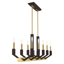  51168-12 - 10 Lt Satin Brass & Bronze Linear Chandelier