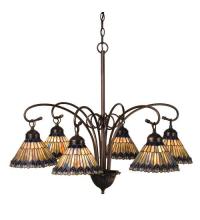  12271 - 31"W Tiffany Jeweled Peacock 6 LT Chandelier