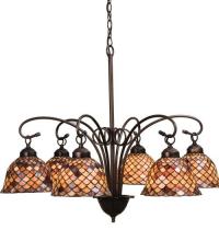  18634 - 31"W Tiffany Fishscale 6 LT Chandelier