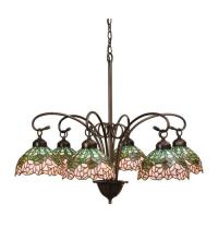  18713 - 31" Wide Tiffany Cabbage Rose 6 Light Chandelier