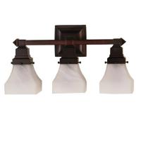  26310 - 18"W Bungalow White Alabaster Swirl 3 LT Vanity Light