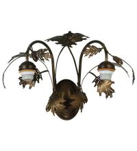  68931 - 17.5"W Greenbriar Oak Antique Copper 2 LT Wall Sconce Hardware