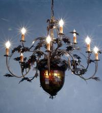  79860 - 39"W Greenbriar Oak 9 Arm Chandelier