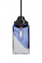  1JC-BLINKBL-BK - Besa, Blink Cord Pendant, Trans. Blue/Clear, Black Finish, 1x60W Medium Base