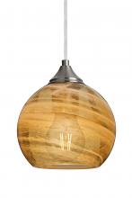  1JC-JILLYAM-EDIL-SN - Besa, Jilly Cord Pendant, Vapor Amber, Satin Nickel Finish, 1x5W LED Filament