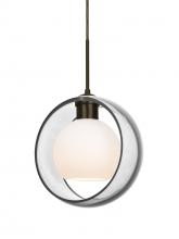  1JC-MANACL-BR - Besa Mana Pendant, Clear/Opal, Bronze Finish, 1x60W Medium Base