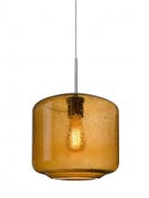  1JC-NILES10AM-EDIL-SN-L - Besa Niles 10 Pendant, Amber Bubble, Satin Nickel Finish, 1x4W LED Filament, 15Ft. Co