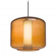  1JC-NILES10AO-LED-SN-L - Besa Niles 10 Pendant, Amber Bubble/Opal, Satin Nickel Finish, 1x5W LED, 15Ft. Cord