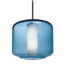  1JC-NILES10BO-LED-BR-L - Besa Niles 10 Pendant, Blue Bubble/Opal, Bronze Finish, 1x5W LED, 15Ft. Cord