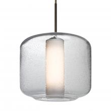  1JC-NILES10CO-LED-BR-L - Besa Niles 10 Pendant, Clear Bubble/Opal, Bronze Finish, 1x5W LED, 15Ft. Cord