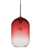  1JC-OMEGA12RD-BR - Besa, Omega 12 Cord Pendant,Red/Clear, Bronze Finish, 1x60W Medium Base