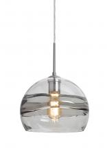  1JC-SPIR10SC-EDIL-SN - Besa Spirit 10 Pendant, Smoke/Clear, Satin Nickel Finish, 1x8W LED Filament