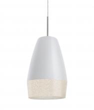  1JT-ABU12WH-LED-SN - Besa, Abu 12 Cord Pendant, White/Glitter, Satin Nickel Finish, 1x9W LED