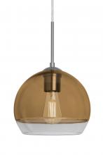  1JT-ALLY8AM-EDIL-SN - Besa, Ally 8 Cord Pendant, Amber/Clear, Satin Nickel Finish, 1x5W LED Filament