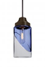  1JT-BLINKBL-BR - Besa, Blink Cord Pendant, Trans. Blue/Clear, Bronze Finish, 1x60W Medium Base