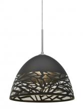  1JT-KIEVBK-LED-SN - Besa Kiev Pendant, Black, Satin Nickel Finish, 1x9W LED