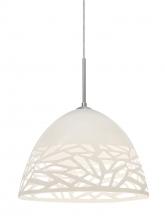  1JT-KIEVWH-LED-SN - Besa Kiev Pendant, White, Satin Nickel Finish, 1x9W LED