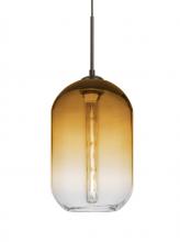  1JT-OMEGA12AM-EDIL-BR - Besa, Omega 12 Cord Pendant, Amber/Clear, Bronze Finish, 1x4W LED Filament LED Filame