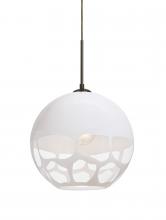  1JT-ROCKYWH-LED-BR - Besa, Rocky Cord Pendant, White, Bronze Finish, 1x9W LED