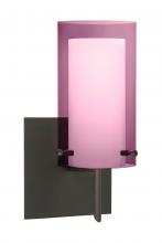  1SW-A44007-LED-BR-SQ - Besa Pahu 4 Wall With SQ Canopy 1SW Transparent Amethyst/Opal Bronze 1x5W LED