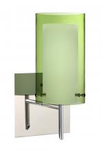  1SW-L44007-LED-CR-SQ - Besa Pahu 4 Wall With SQ Canopy 1SW Transparent Olive/Opal Chrome 1x5W LED