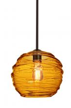  1TT-462782-EDIL-BR - Besa Wave 10 Stem Pendant Bronze Amber 1x8W LED Filament