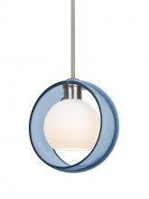  1TT-MANABL-SN - Besa Mana Pendant, Blue/Opal, Satin Nickel Finish, 1x60W Medium Base