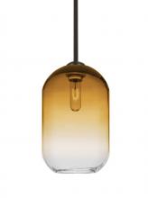  1TT-OMEGA12AM-BR - Besa, Omega 12 Stem Pendant,Amber/Clear, Bronze Finish, 1x60W Medium Base