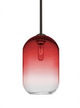  1TT-OMEGA12RD-BR - Besa, Omega 12 Stem Pendant,Red/Clear, Bronze Finish, 1x60W Medium Base