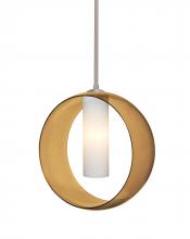  1TT-PLATOAM-SN - Besa, Plato Stem Pendant, Amber/Opal, Satin Nickel Finish, 1x60W Medium Base