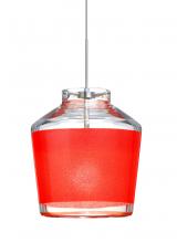  1XC-PIC6RD-LED-SN - Besa Pendant Pica 6 Satin Nickel Red Sand 1x5W LED