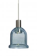  1XT-KIBABL-LED-SN - Besa, Kiba Cord Pendant, Blue Bubble, Satin Nickel Finish, 1x3W LED