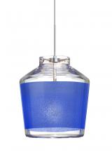 Besa Lighting 1XT-PIC6BL-LED-SN - Besa Pendant Pica 6 Satin Nickel Blue Sand 1x5W LED