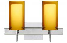  2SW-G44007-LED-CR-SQ - Besa Pahu 4 Wall With SQ Canopy 2SW Transparent Armagnac/Opal Chrome 2x5W LED