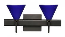  2SW-5121CM-LED-BR-SQ - Besa Wall With SQ Canopy Kani Bronze Cobalt Blue Matte 2x5W LED