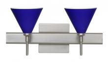  2SW-5121CM-LED-SN-SQ - Besa Wall With SQ Canopy Kani Satin Nickel Cobalt Blue Matte 2x5W LED