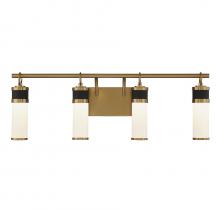  8-1638-4-143 - Abel 4-Light LED Bathroom Vanity Light in Matte Black with Warm Brass Accents