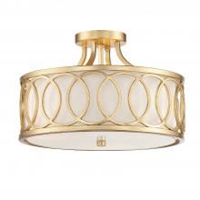  285-GA - Libby Langdon Graham 3 Light Antique Gold Semi Flush Mount