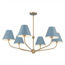  XAV-B9316-VG-BL - Xavier 6 Light Vibrant Gold + Blue Chandelier