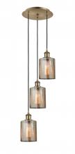  113B-3P-AB-G116 - Cobbleskill - 3 Light - 12 inch - Antique Brass - Cord Hung - Multi Pendant