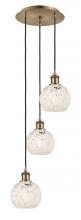  113B-3P-AB-G1216-6WM - White Mouchette - 3 Light - 13 inch - Antique Brass - Cord Hung - Multi Pendant