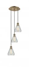  113B-3P-AB-G275 - Conesus - 3 Light - 13 inch - Antique Brass - Cord Hung - Multi Pendant