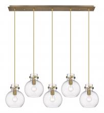  125-410-1PS-BB-G410-8CL - Newton Sphere - 5 Light - 40 inch - Brushed Brass - Linear Pendant