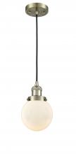  201C-AB-G201-6-LED - Beacon - 1 Light - 6 inch - Antique Brass - Cord hung - Mini Pendant