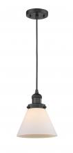  201C-BK-G41-LED - Cone - 1 Light - 8 inch - Matte Black - Cord hung - Mini Pendant