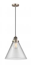  201CSW-AB-G42-L - Cone - 1 Light - 12 inch - Antique Brass - Cord hung - Mini Pendant