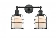  208-BK-G51-CE - Bell Cage - 2 Light - 16 inch - Matte Black - Bath Vanity Light