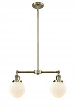  209-AB-G201-6-LED - Beacon - 2 Light - 23 inch - Antique Brass - Stem Hung - Island Light